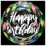 Шар Falali BUBBLE 20" с рисунком Happy Birthday гирлянда #5102007