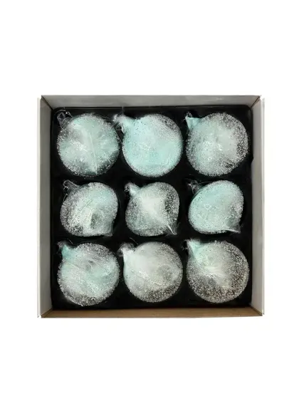 Набор винтажных стеклянных украшений Райское перо 80 мм., голубой, 9 шт., Christmas DeLuxe (13127)