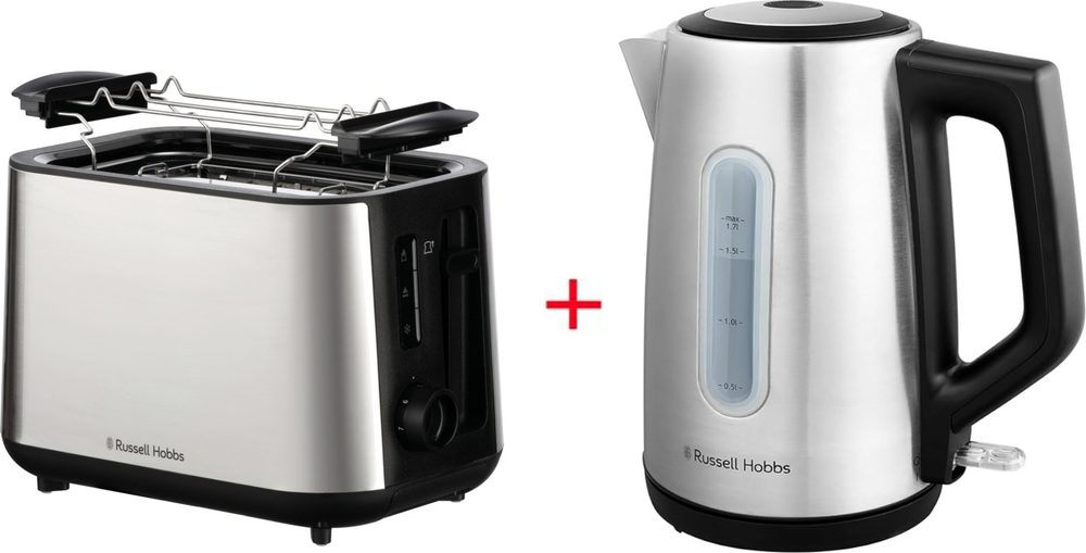 Тостер Russell Hobbs 27390-56 сталь/черный + Электрический чайник 27380-70