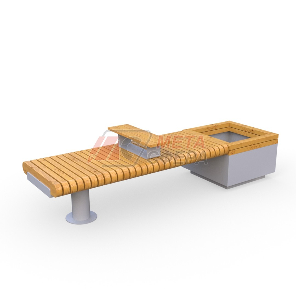 Лавка Rail Road 01 с вазоном и подлокотником