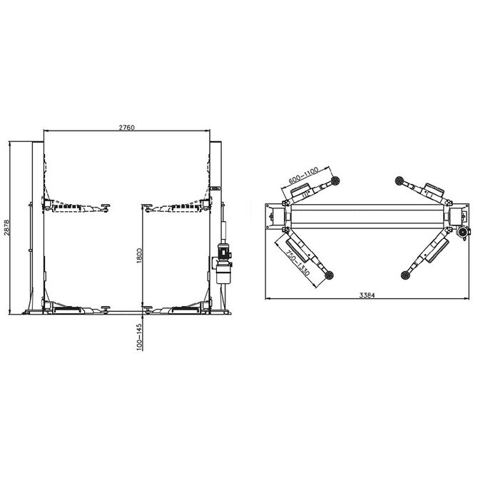 KraftWell (KRW240EB) Подъемник двухстоечный г/п 4000 кг электрогидравлический
