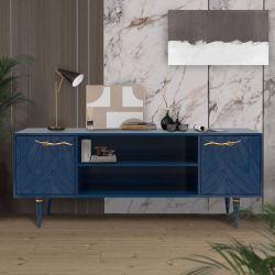 Тумба под ТВ Арт Колор leaves 155см Классик Голд Королевский синий