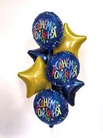 Шар (18''/46 см) Круг, С Днем Рождения (разноцветные звезды), Синий, 1 шт.