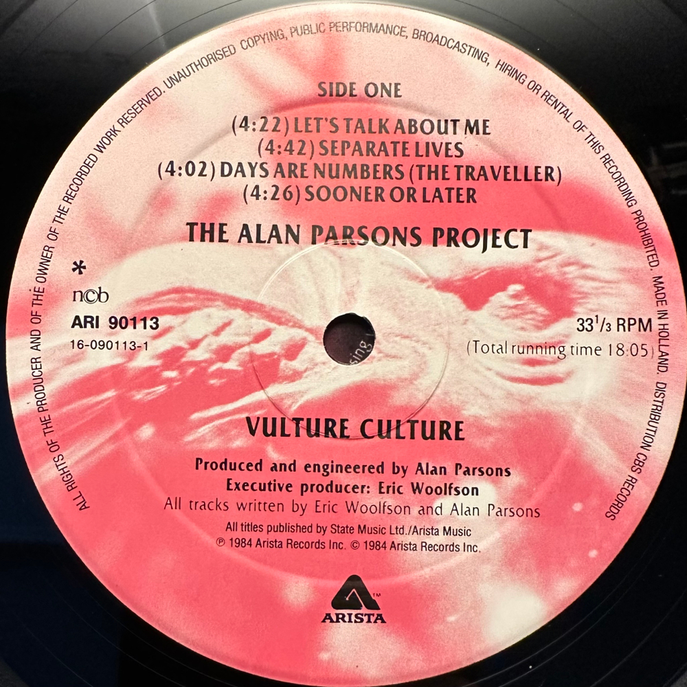 The Alan Parsons Project - Vulture Culture (Голландия 1985г.)