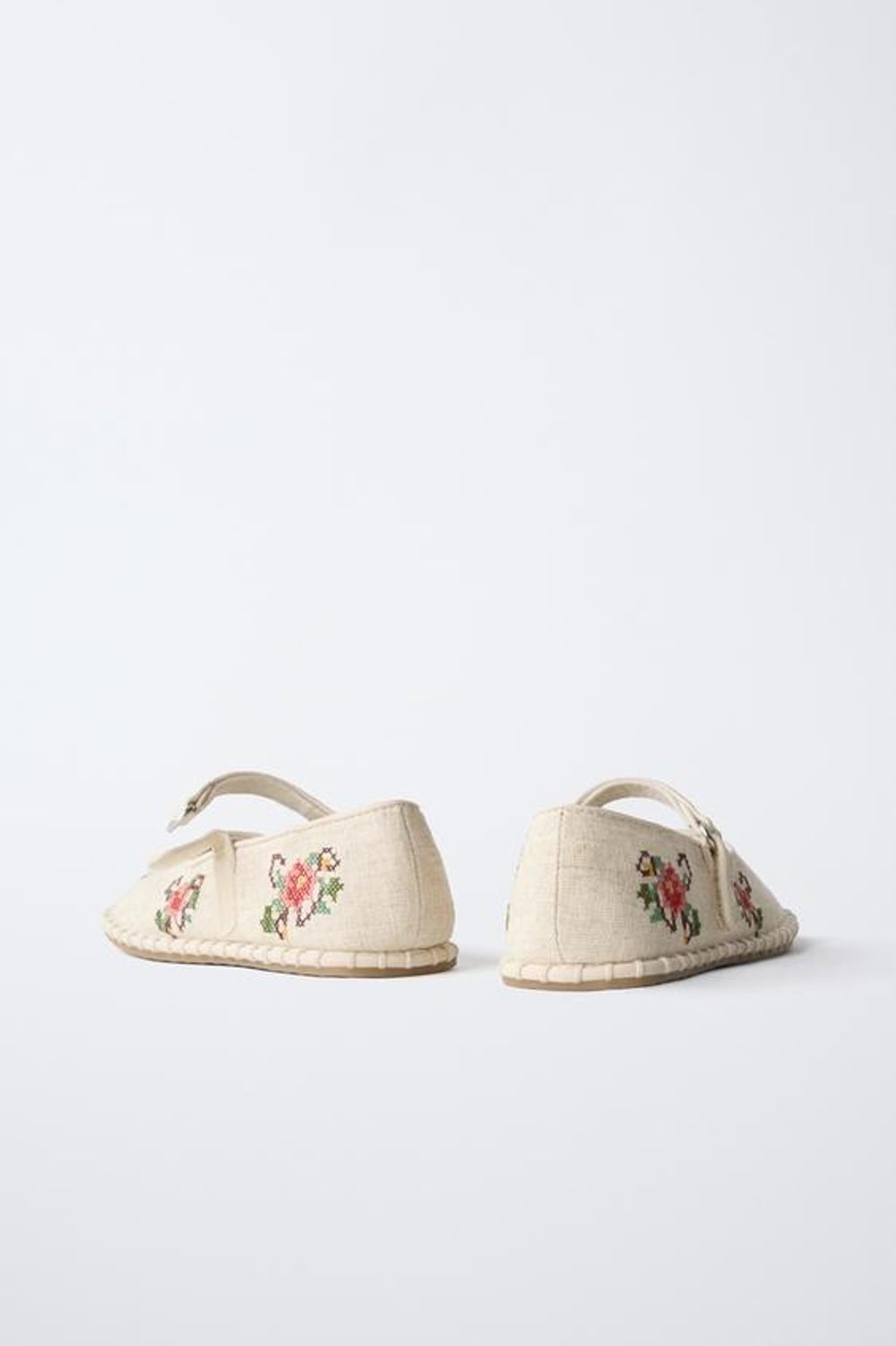 ZARA БАЛЕТКИ С ВЫШИВКОЙ, ЭКРЮ