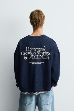 ZARA ТОЛСТОВКА С НАДПИСЯМИ, ЧЕРНИЛЬНО-СИНИЙ