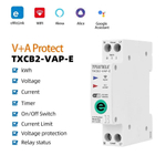 Умное WiFi реле (выключатель) на DIN-рейку Taxnele TXCB2-VAP-E с мониторингом электроэнергии/функции защиты (Для экосистемы eWelink)