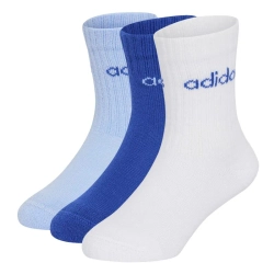 Теннисные носки Adidas Kids Linear Crew 3P - white/royal blue/glow blue