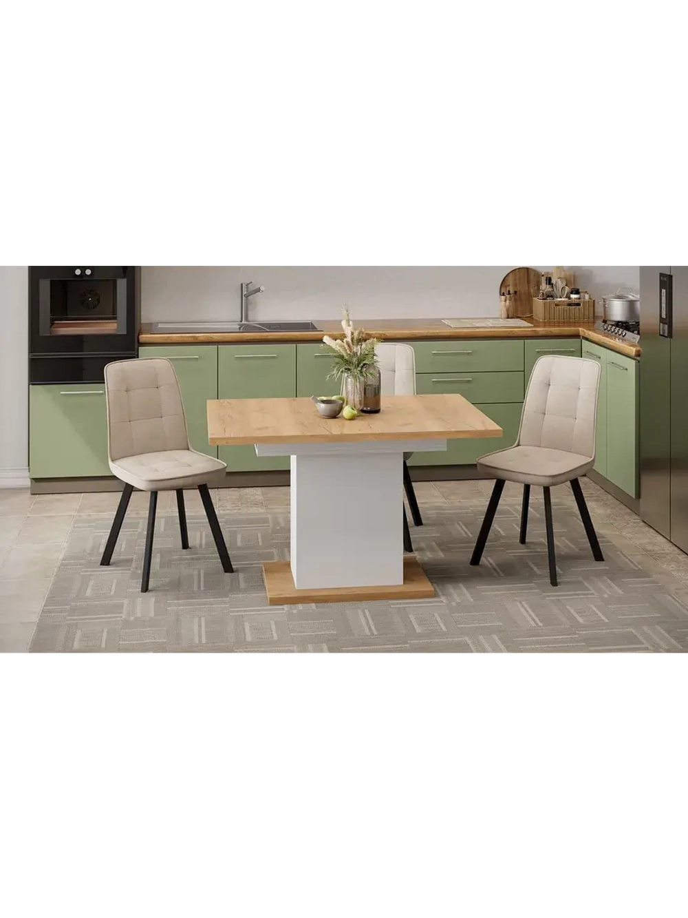 Стол кухонный Белый 120(163)х80х75 см