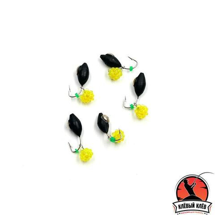 Мормышка вольф. безнасадочная "ЯМАН" Овсинка с коронкой из никеля, d-3 мм, вес 0,7 г, подвеска икринка салатовая