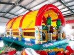 Коммерческий надувной батут "Зверята с крышей" 10*6*6 м