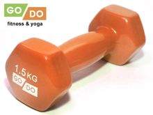 Гантель GO DO в виниловой оболочке.  Вес 1,5  кг.  (Оранжевый)
