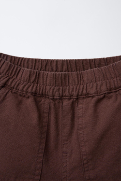 ZARA ШОРТЫ ИЗ РЕЛЬЕФНОГО ХЛОПКА, ТЕМНО-БОРДОВЫЙ