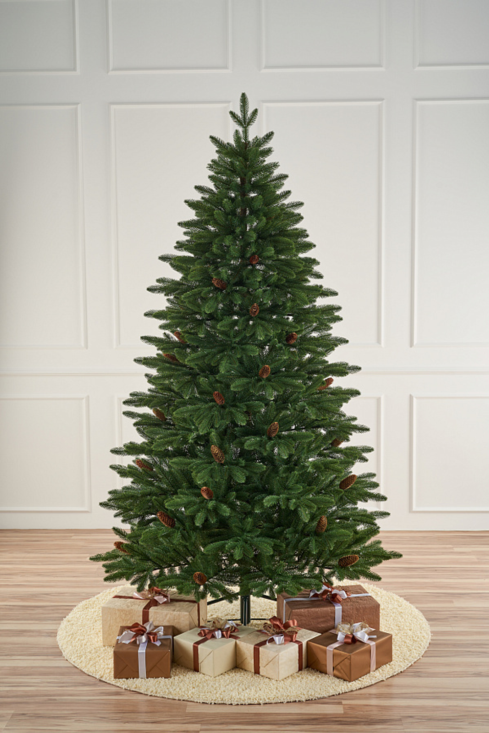 Ель искусственная Смоленская 2,1 м с шишками подставка металл 100% Литые веточки МаксКристмас