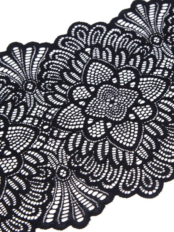 03-202 Кружево эластичное 19 см, черный 170