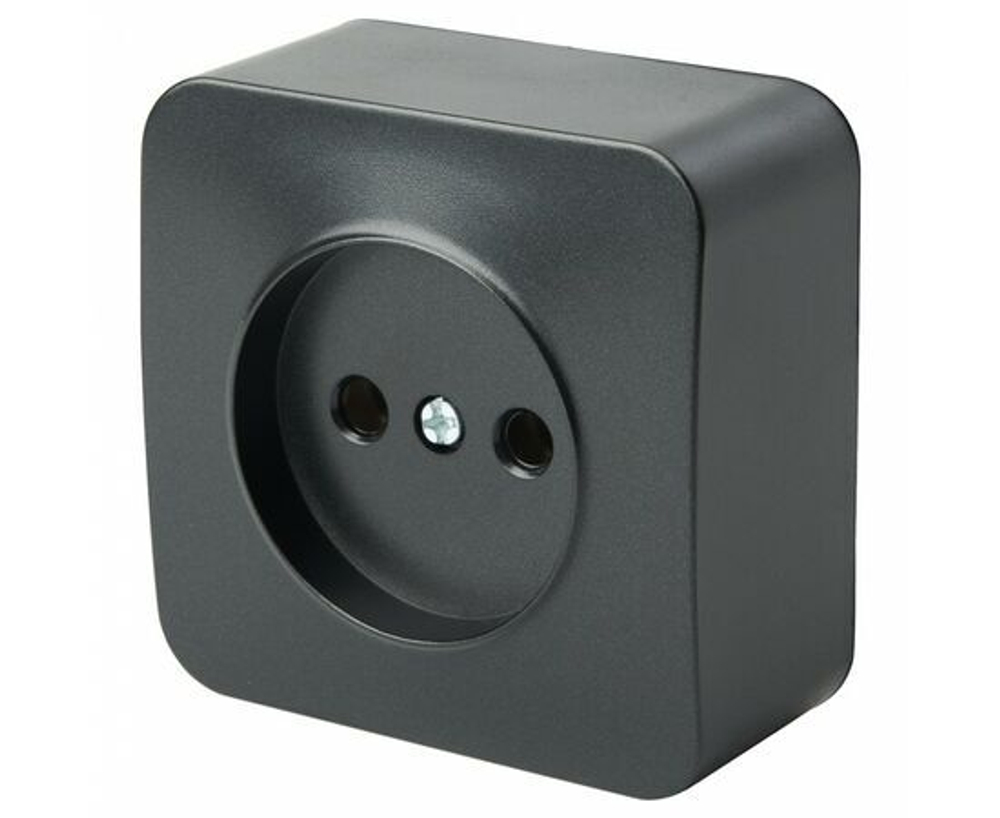 Розетка 1-местная без заземления открытой установки, 250В, 10А, IP20, серия София, черный матовый, MST10-11-05, STEKKER 49485