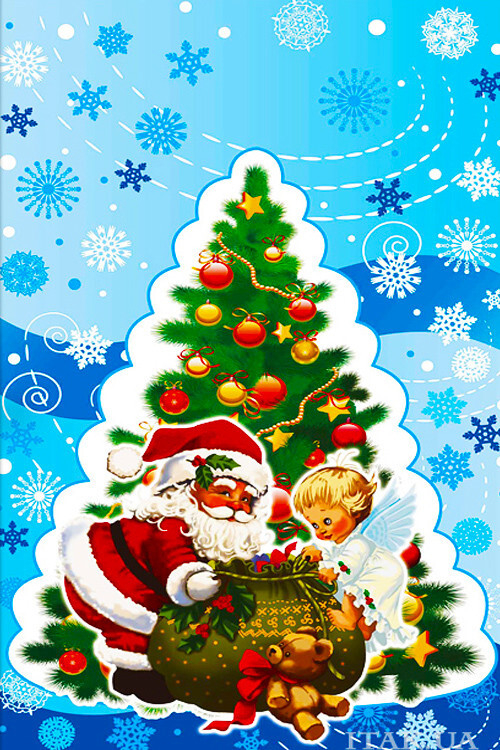 Пакет подарочный 25 х 40 см "Новогодний" с рисунком Полиэтиленовый