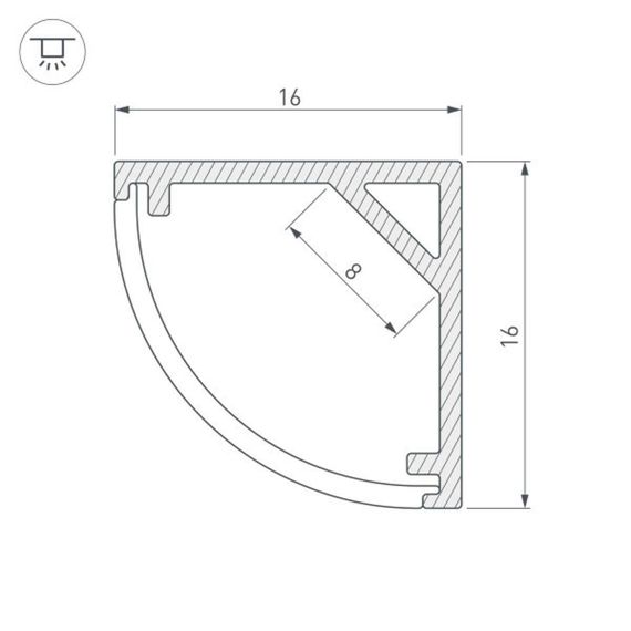 Профиль Arlight SL-KANT-H16-3000 ANOD 036041