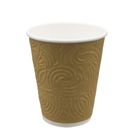 Стаканы бумажные двухслойные 300/355мл NDW12 крафт рифленый (40/800шт)