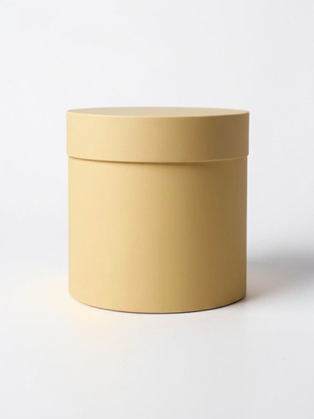 Плотная шляпная коробка с крышкой без лент. Цвет: персиковый.