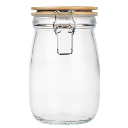 Банка для сыпучих продуктов 1000мл 11x17см, стекло, крышка бамбук