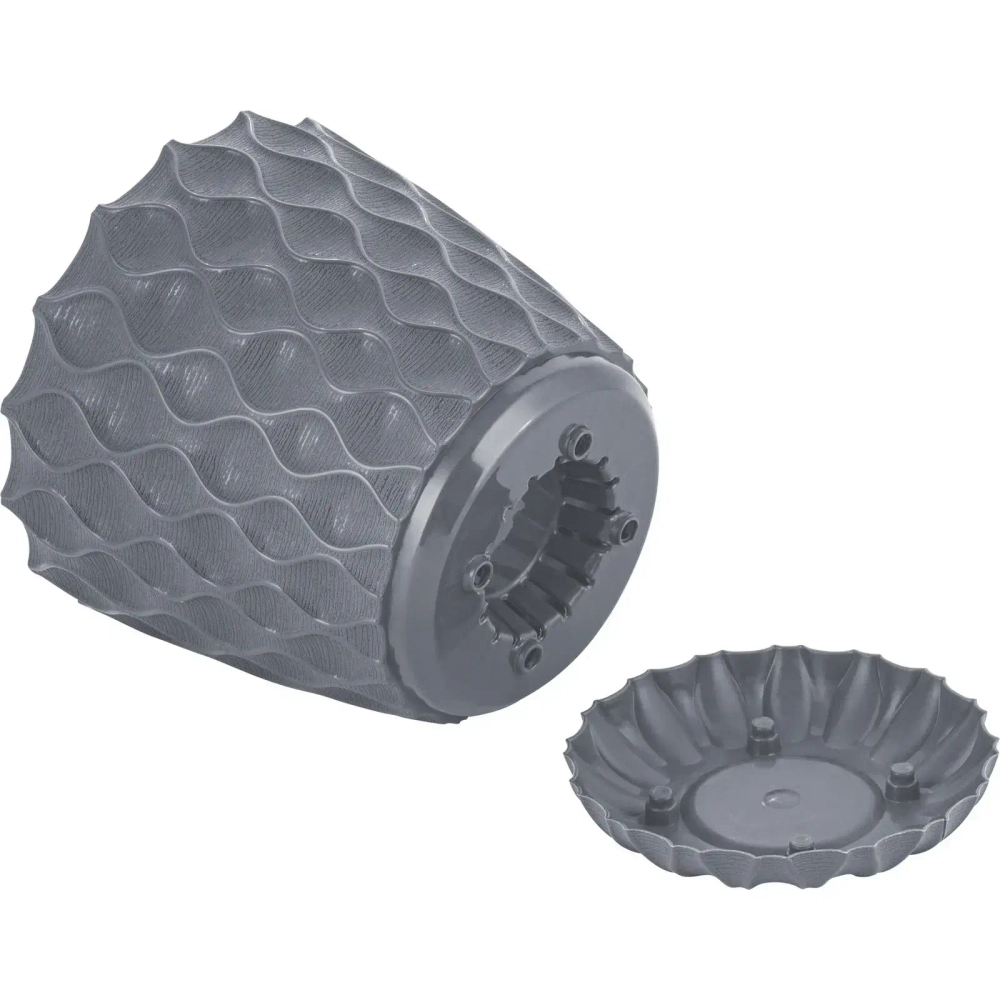 Горшок для цветов пластиковый 0,65л d-11,5см «Wave» с дренажной сеткой и съемным поддоном, вулканический серый