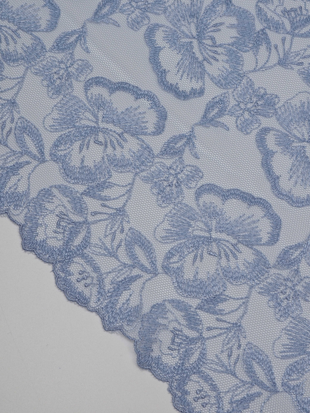 Кружево вышивка на сетке исландский голубой неэластичная ширина 22 см