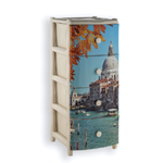 Комод "Элластик" 4 ящика с рисунком на фасаде "Венеция", ножки на колесиках
