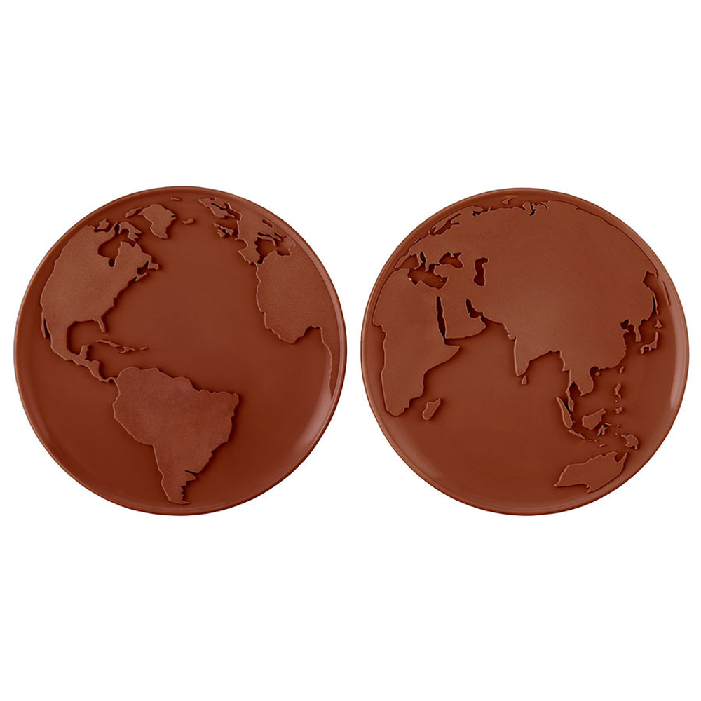 Набор подставок 2шт Qualy World Coaster коричневые