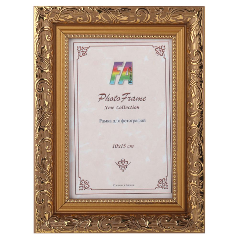 Фоторамка FA Садко 10х15 пластиковая семейная цвет золотой гобелен | FA фототовары