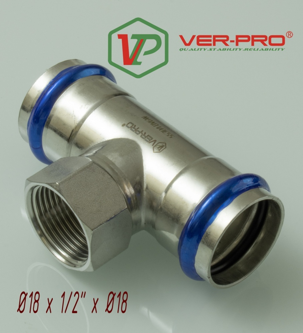 НЕРЖ Тройник  18*1/2 г.*18  "VER-PRO"  (50/5шт)