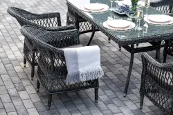 "Амароне" обеденная группа из искусственного ротанга на 6 персон, цвет графит
