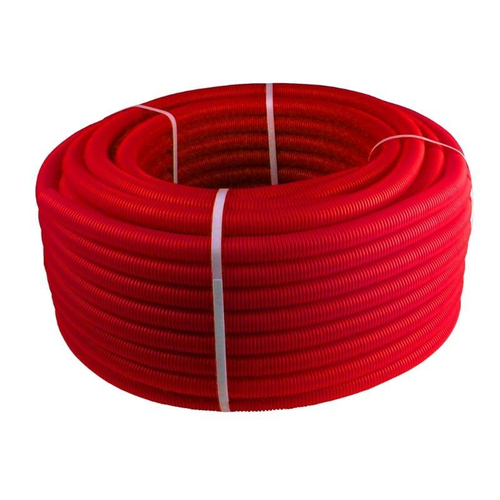Труба ПНД гофрированная защитная 18-20 для труб PE-X Дн 16 (50м) красная РосТурПласт