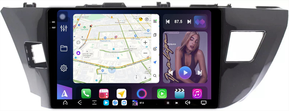 Магнитола для Toyota Corolla E180 2012-2016 - FarCar XXL307M монитор 10.36" 2K QLED на Android 14, TS20, 8+256Гб, CarPlay, 4G SIM-слот