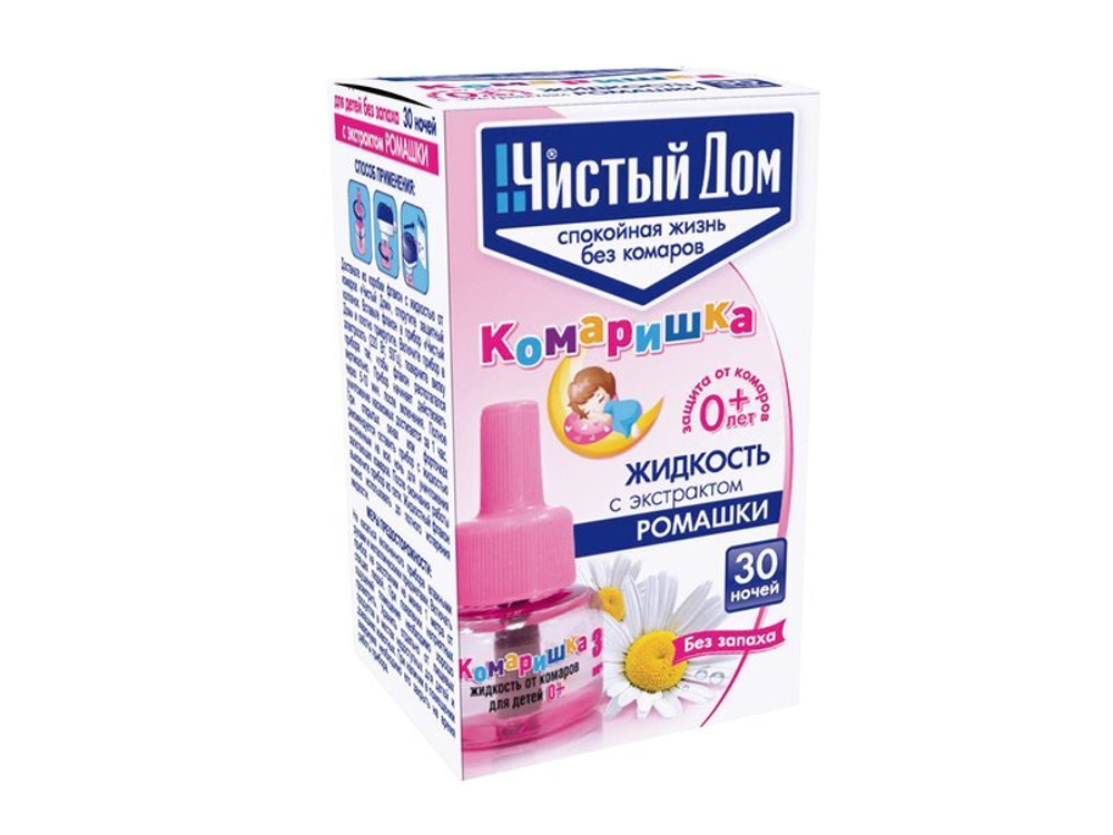 Жидкость от комаров "Комаришка" 30 ночей ромашка "Чистый дом"