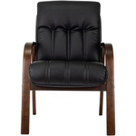 Кресло для посетителей Бюрократ T-9932Walnut, Экокожа, Черная