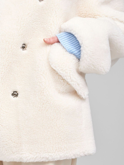 Шуба женская чебурашка тедди, жемчужная, SilverFox