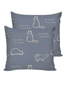 Постельное белье Полисатин Мечта "Котики на сером" семейное Наволочка 50х70 см 2 шт Простынь на резинке 160x200 см Пододеяльник 145x215 см 2шт