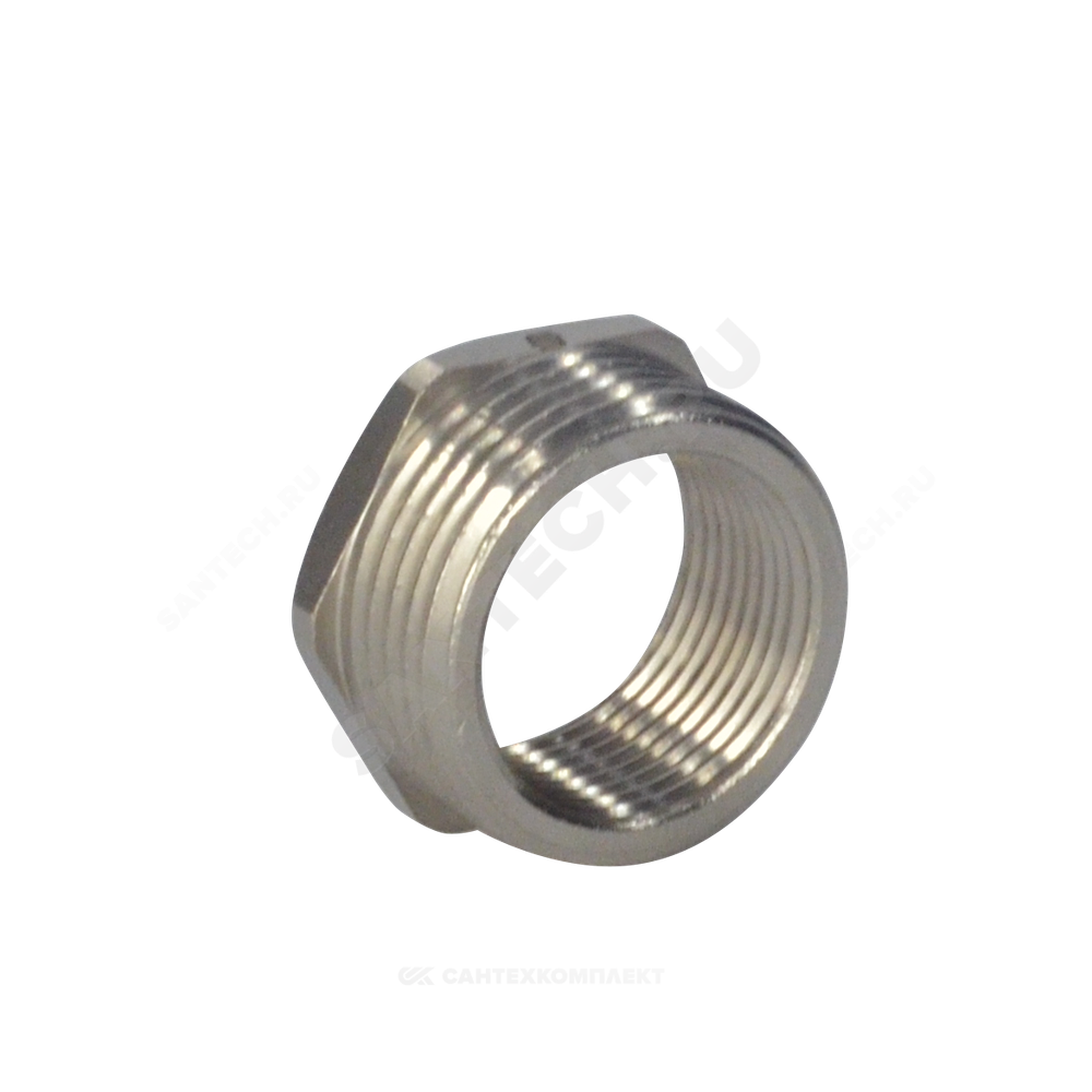 Футорка латунь никель Ду 20х15 (3/4"х1/2") НР/ВР SantechSystems