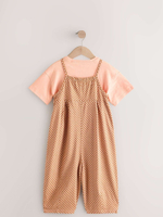 Комбинезон летний и футболка в комлекте для девочки Next E51-369, Бежевый, Светло-оранжевый