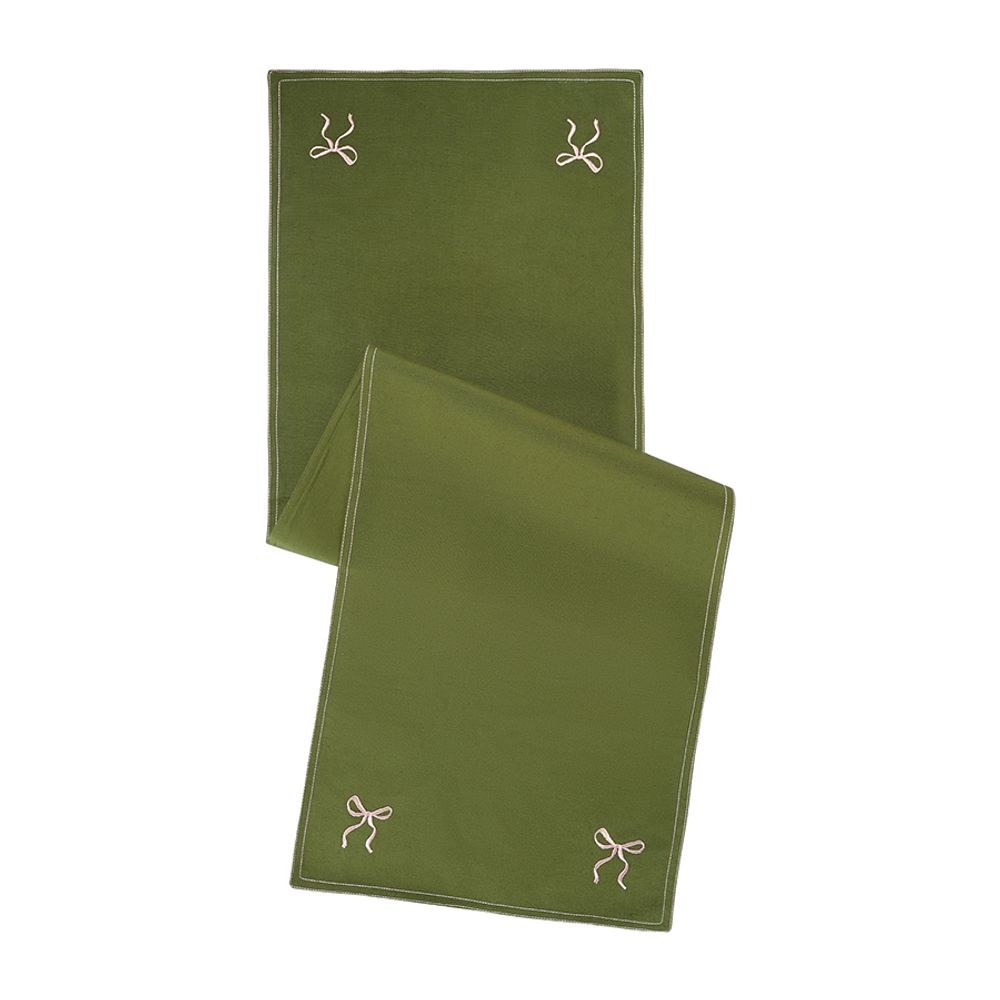Дорожка на стол Fancy Bows оливкового цвета из коллекции Essential, 45x150 см