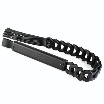 Черная кожаная плеть «Клеопатра» - 62 см. (Цвет: черный)