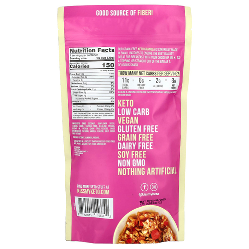 Kiss My Keto, Кето-гранола, клубника и ваниль, 270 г (9,5 унции)