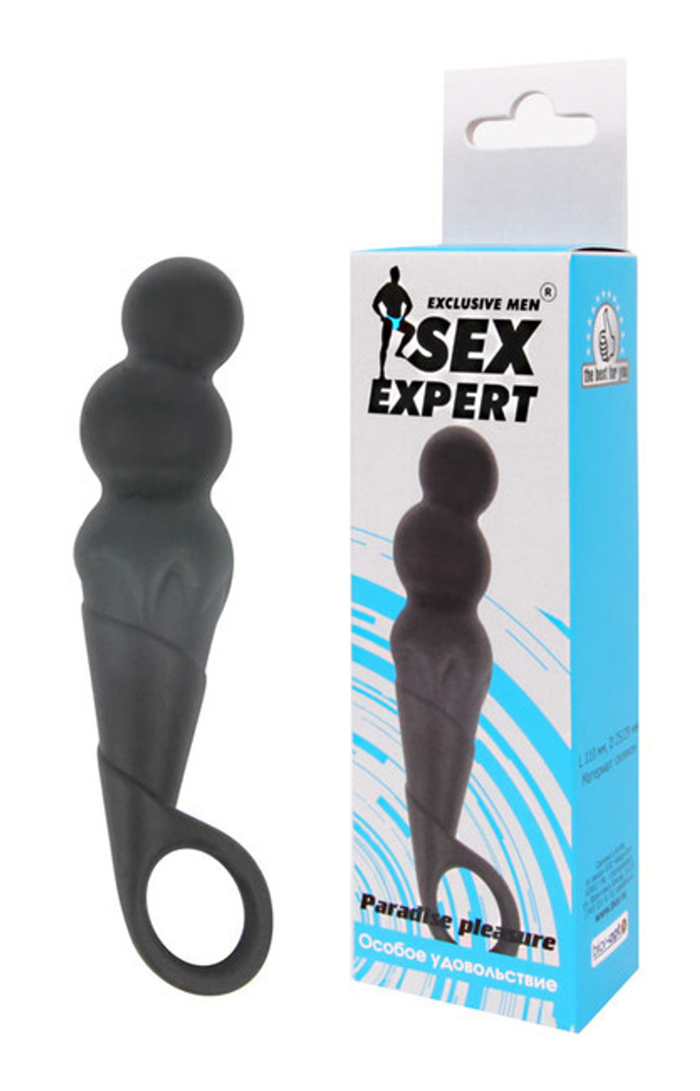 Небольшой анальный стимулятор Sex Expert Paradise pleasure, (11 см) (Цвет: черный)