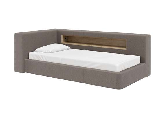 Диван-кровать Cube c нишей L (капучино, твид)