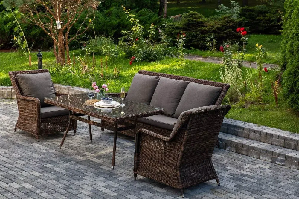 "Гляссе" обеденная группа из искусственного ротанга, цвет коричневый