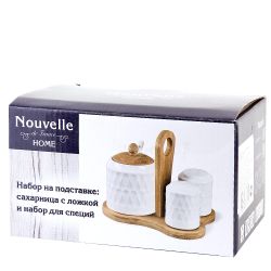 Набор для специй солонка/ перечница/ сахарница с ложкой " " v 300мл 17х13х15см