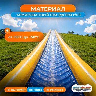 Водная горка без надувного дна, герметичная ТУРБО "Зефир", 80*6,5*1,5 м