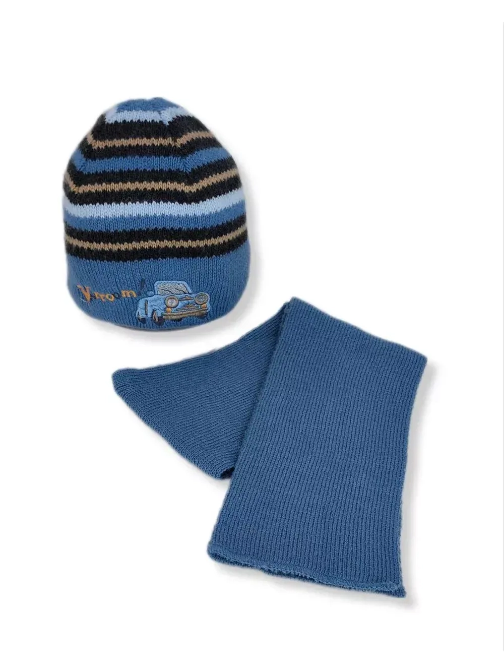 Детская шапка с шарфом для мальчика на весну и осень