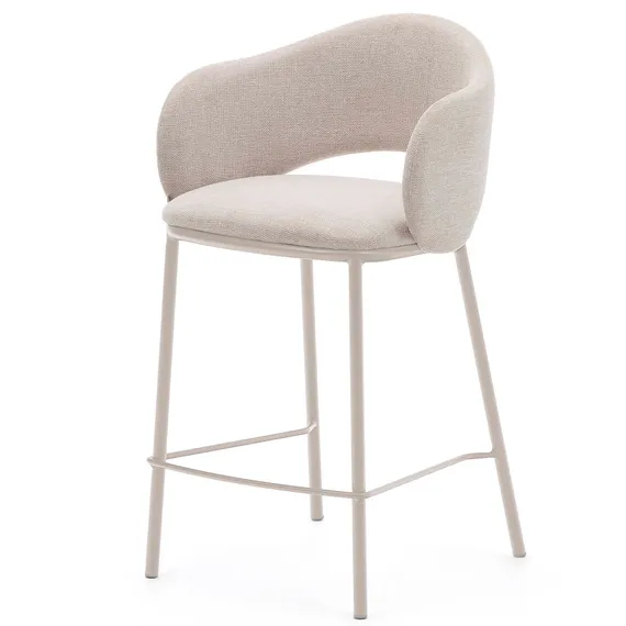 Полубарный стул Maina 65 см, бежевый шенилл, бежевые ножки